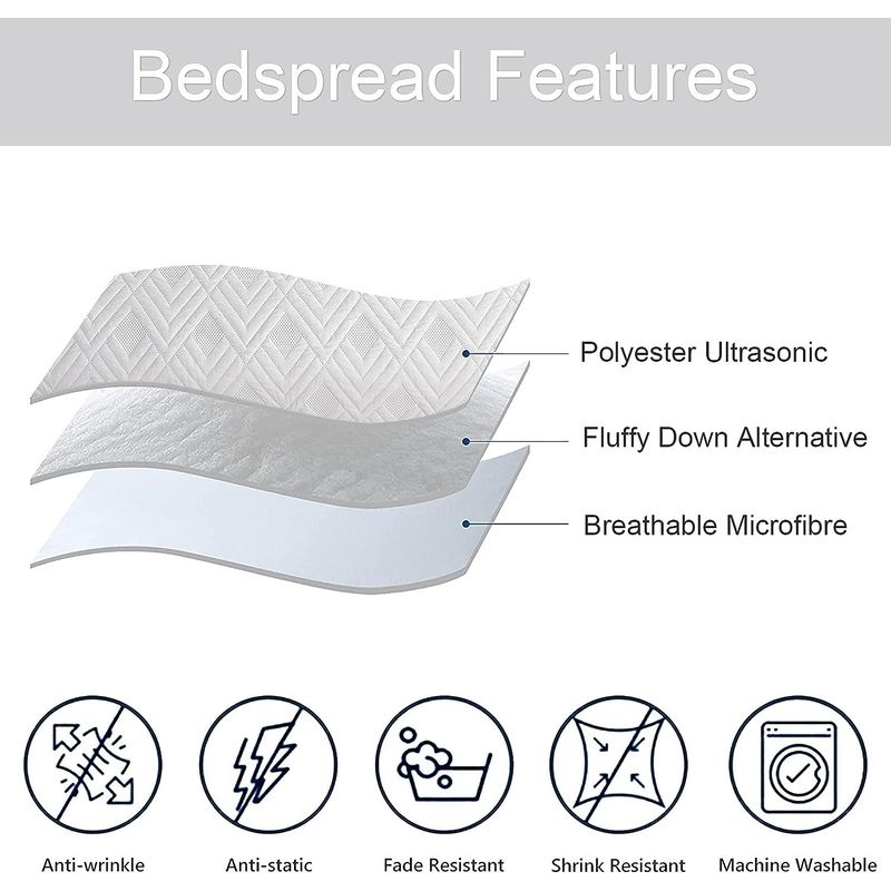 GENERICO - CUBRECAMA QUILT DE VERANO 1.5 PLAZAS CON DISEÑO CUADROS GRIS TF