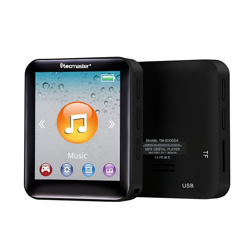 TECMASTER - Reproductor Mp3 Inalámbrico Touch Screen 16 GB Bluetooth 5.0 - Negro