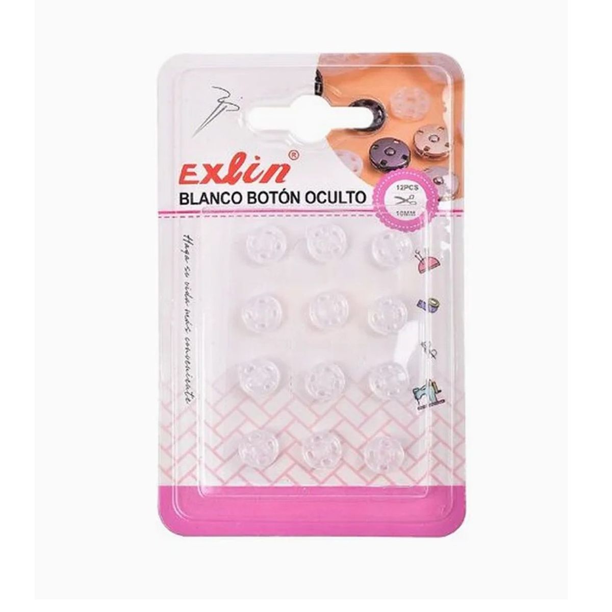 GENERICO - Botón Blanco Oculto 12 piezas