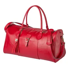 CLAUDIA CERDA - Travel Bag linea de bolsos de viaje m cuero natural color rojo