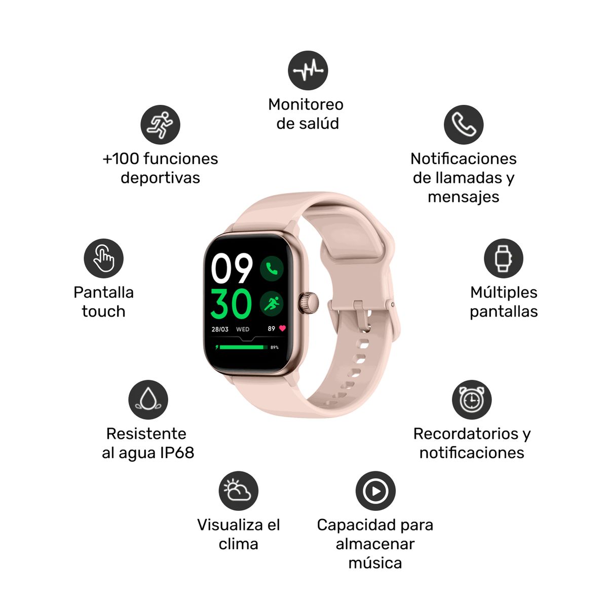 LHOTSE - Reloj Smartwatch Music Rhythm X10 Pink 41mm