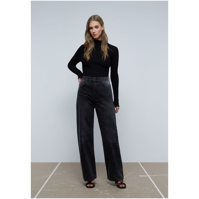 SCALPERS - Jeans Wide Leg Brillos Black