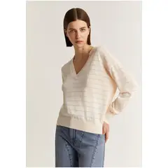 SCALPERS - Sweater Rayas Semitransparentes Ecru