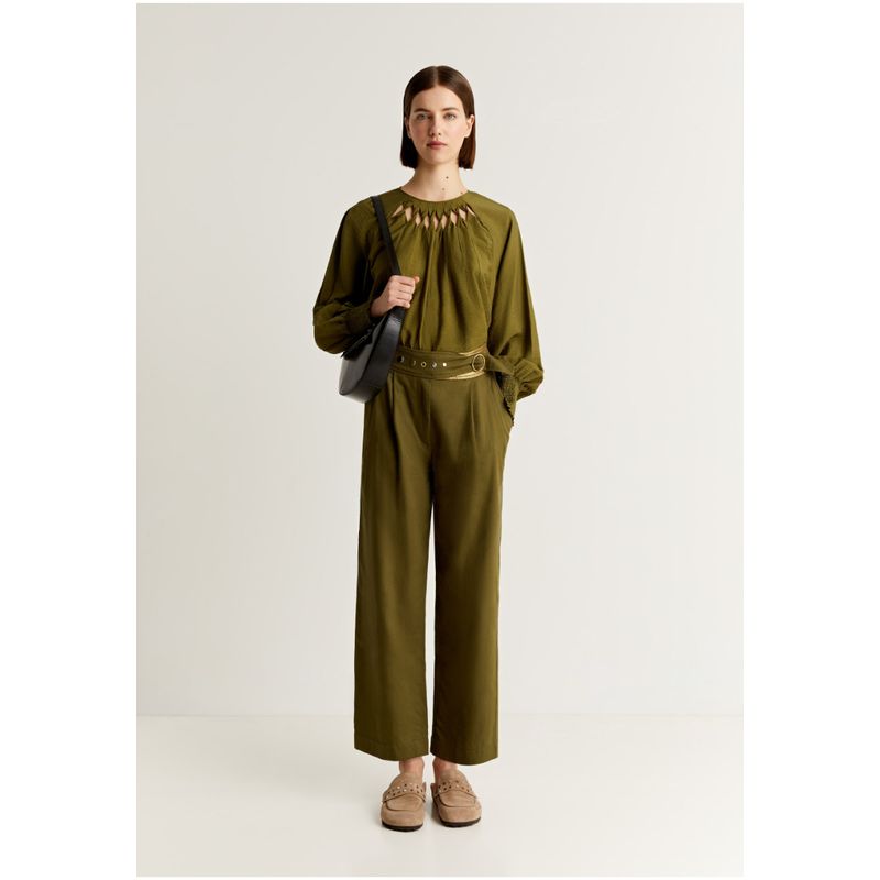 SCALPERS - Blusa Detalle Aberturas Green