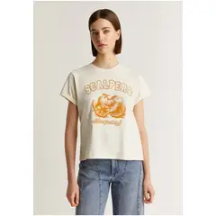 SCALPERS - Polera Print Lurex Natural