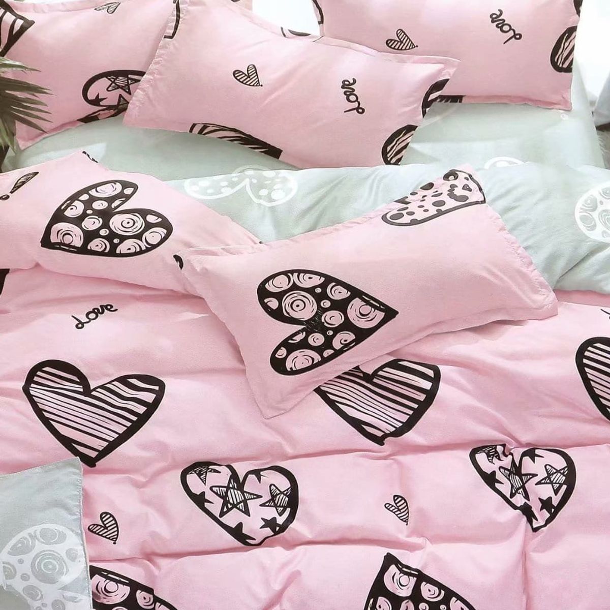 GENERICO - CUBRECAMA ALGODON ROSA CORAZON 2 PLAZA DIANA