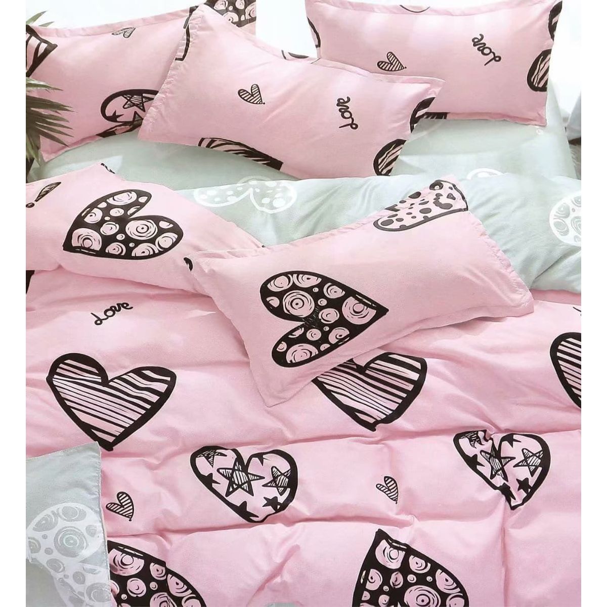 GENERICO - CUBRECAMA ALGODON ROSA CORAZON 2 PLAZA DIANA