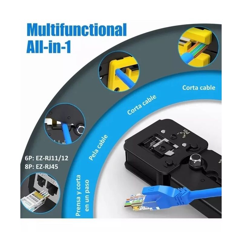 GENERICO - 1 Crimpeadora Alicate Ez Rj45 Pass Through + Set de 101 Pcs
