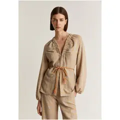 SCALPERS - Blazer Cuadros Detalle Cordón Beige