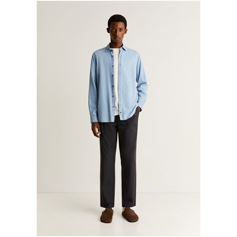 SCALPERS - Camisa Denim Cuello Italiano Lightblue