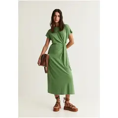 SCALPERS - Vestido Midi Nudo Delantero Green