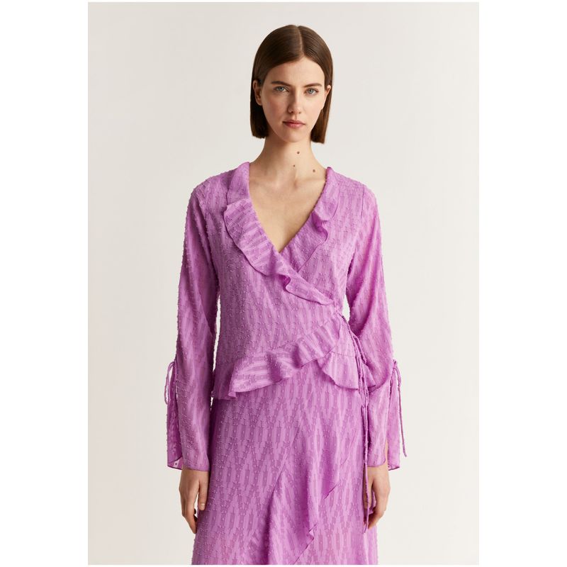 SCALPERS - Blusa Plumeti Bajo Asimétrico Lilac