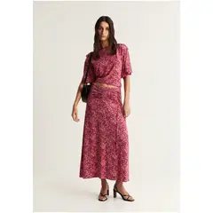SCALPERS - Falda Midi Frunces Cordón Pink