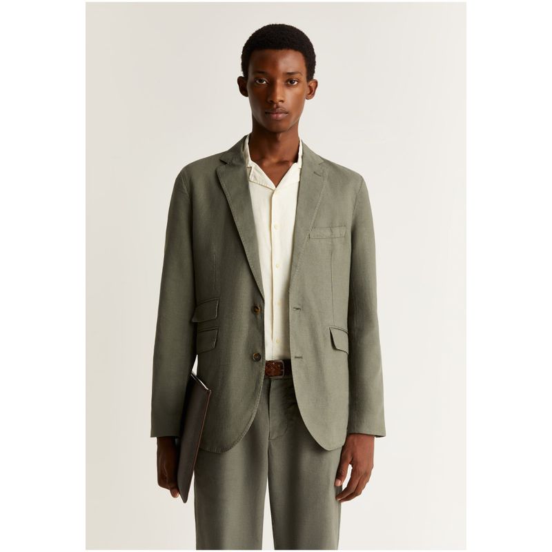 SCALPERS - Blazer Lino Ligera Khaki