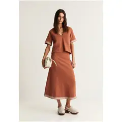 SCALPERS - Falda Tira Contraste Brown