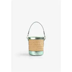 SCALPERS - Bolso Cubo Rafia Detalle Metalizado Natural