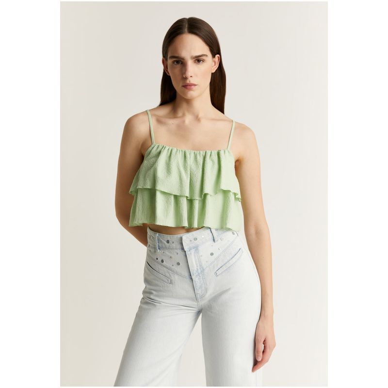 SCALPERS - Top Cropped Volantes Lightgreen