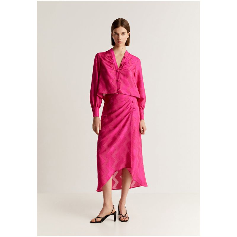 SCALPERS - Falda Jacquard Zigzag Fucsia