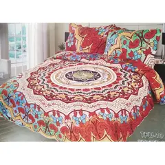 GENERICO - CUBRECAMA QUILT DE VERANO 2 PLAZAS CON DISEÑO MANDALA MULTICOLOR TF