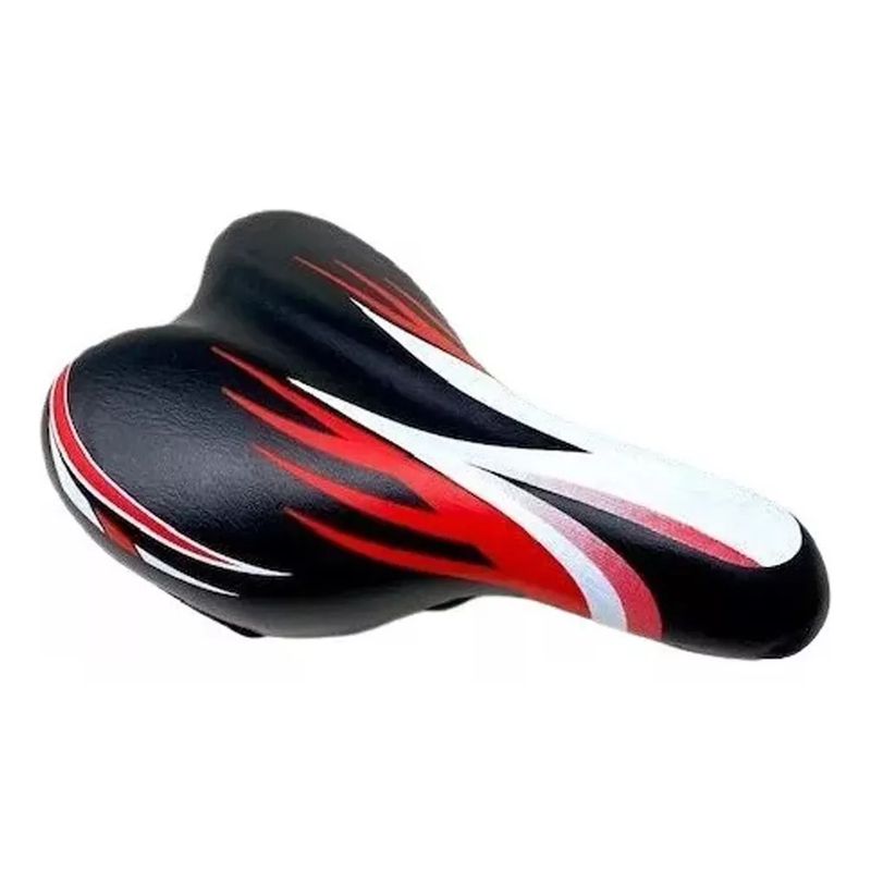GENERICO - Sillin Asiento Bicicleta Niños 12 A 20 Acolchados Negro/Rojo