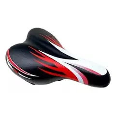 GENERICO - Sillin Asiento Bicicleta Niños 12 A 20 Acolchados Negro/Rojo