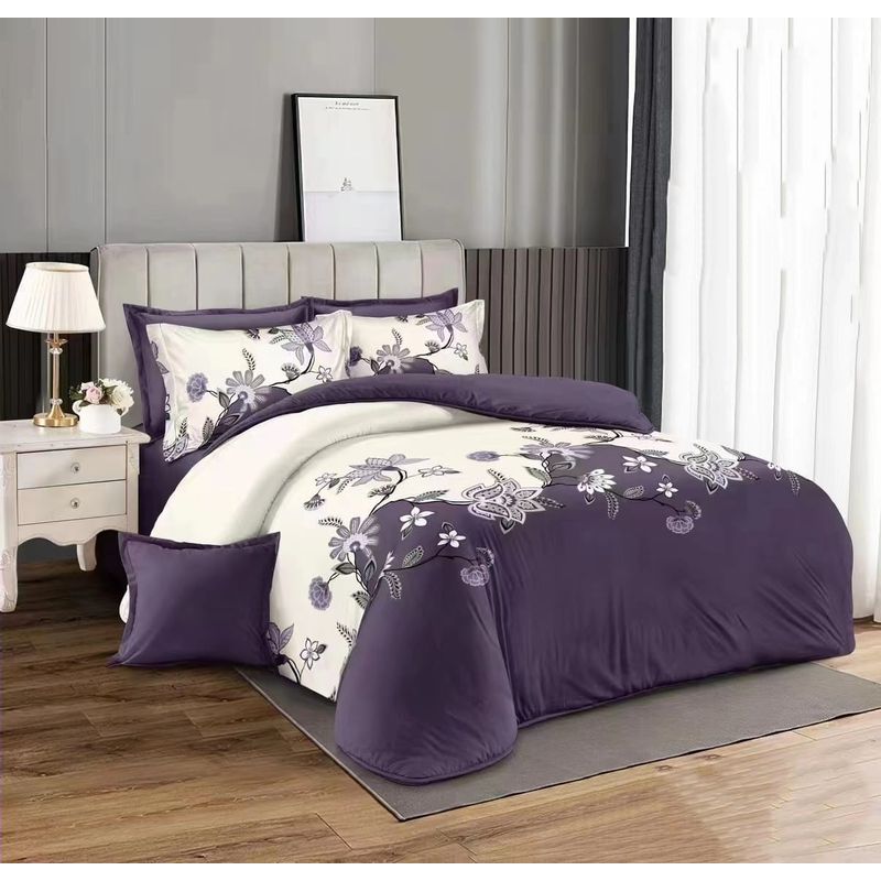 GENERICO - CUBRECAMA QUILT DE VERANO 2 PLAZAS CON DISEÑO DUOSOLOR PURPURA TF