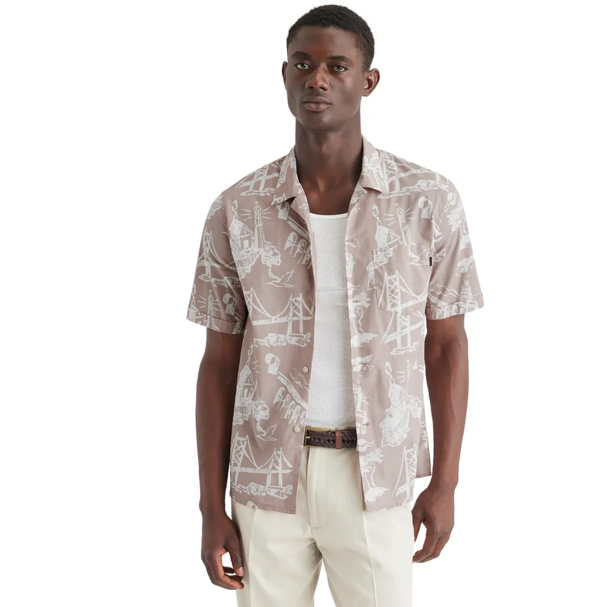 DOCKERS - Camisa Hombre Camp Regular Fit Fawn Dockers