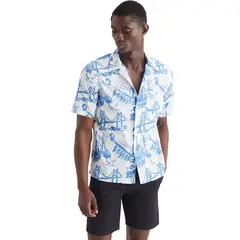 DOCKERS - Camisa Hombre Camp Regular Fit Ceramic Blue