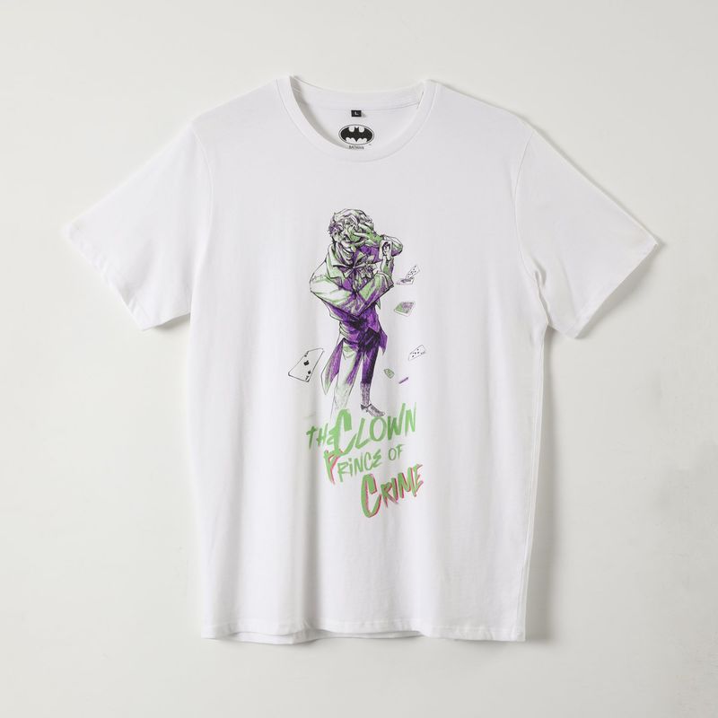 DC COMICS - Polera Manga Corta Hombre Prince of Crime Blanco DC Comics