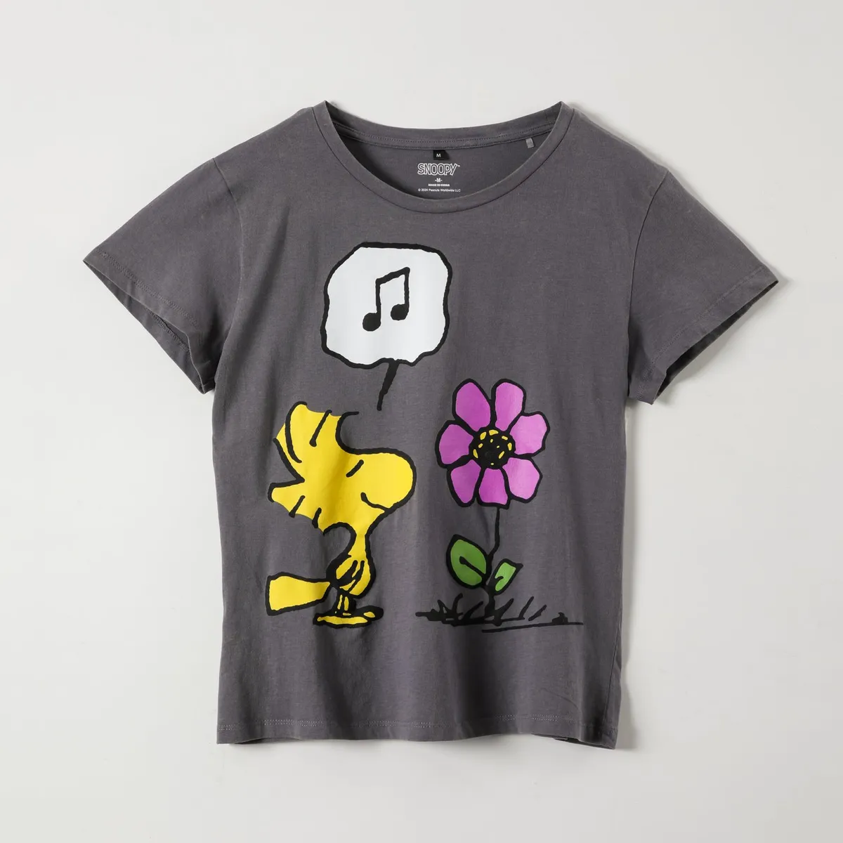 SNOOPY - Polera Manga Corta Mujer Woodstock Negro Snoopy