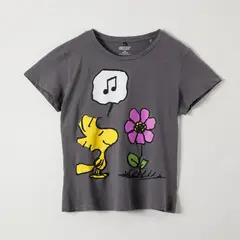 SNOOPY - Polera Manga Corta Mujer Woodstock Negro