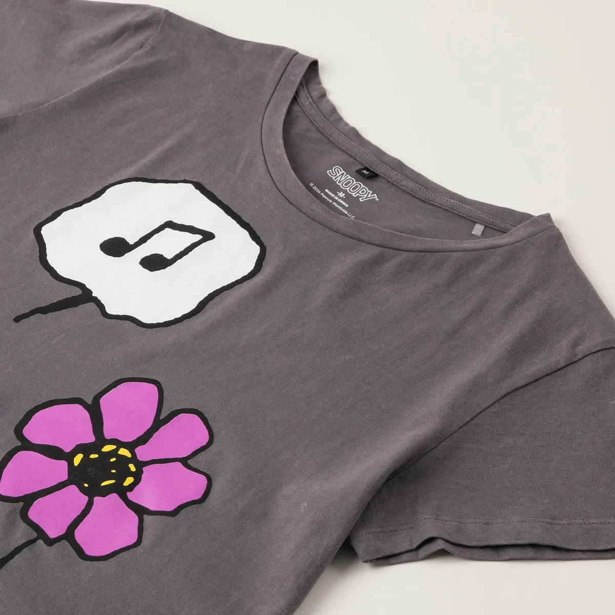 SNOOPY - Polera Manga Corta Mujer Woodstock Negro Snoopy