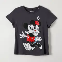 DISNEY - Polera Manga Corta Mujer Abrazo Minnie Gris
