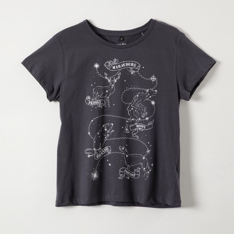 WARNER BROSS - Polera Manga Corta Mujer Lineal Negro Harry Potter