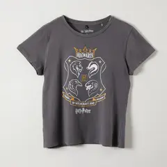 WARNER BROSS - Polera Manga Corta Mujer Escudo Negro Harry Potter