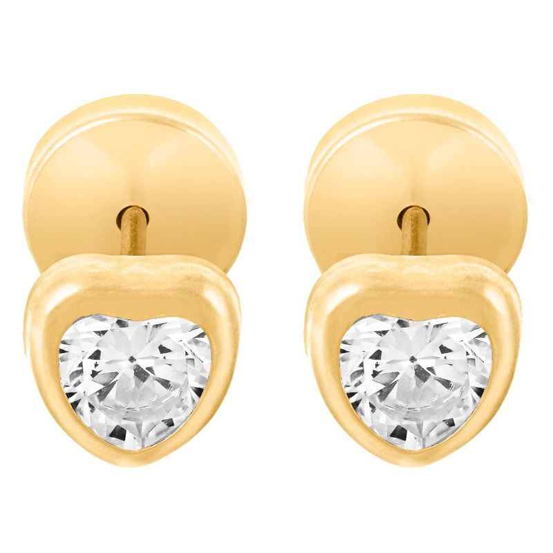 GRANDLIFE - AROS ORO 18 KILATES CORAZON BLANCO PARA BEBES