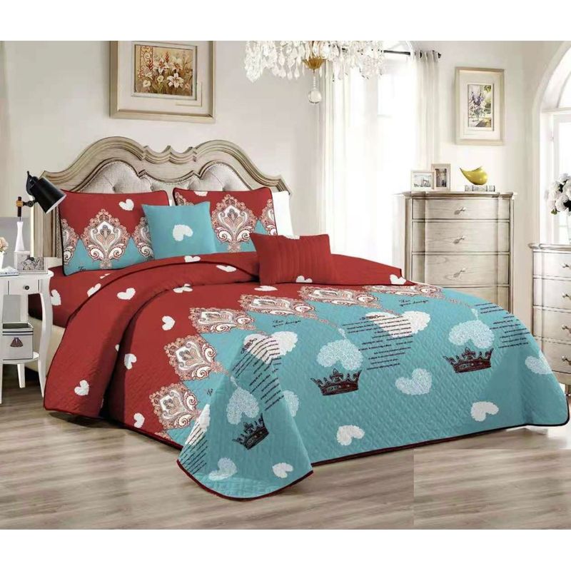 GENERICO - CUBRECAMA QUILT DE VERANO 2 PLAZAS CON DISEÑO CORONA TF
