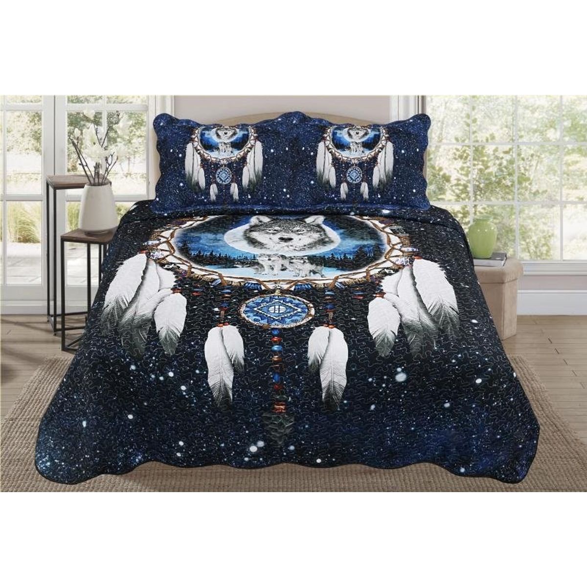 GENERICO - CUBRECAMA QUILT DE VERANO 2 PLAZAS CON DISEÑO ATRAPA SUEÑO TF