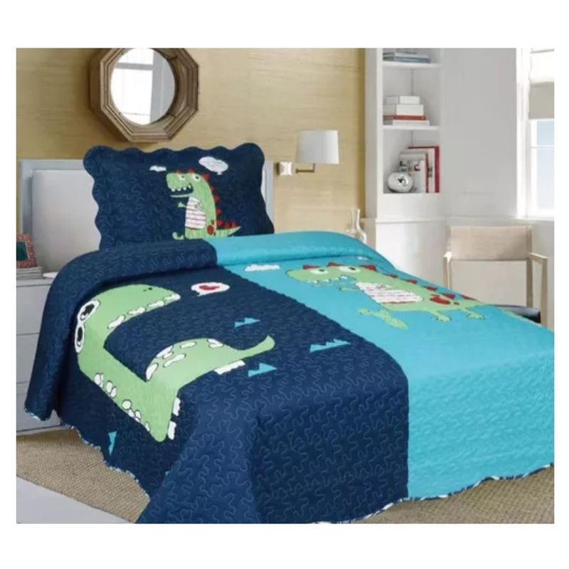 COMPRAPO - Cubrecama Quilt Infantil Liviano 1.5 Pza. Mod. Dinosaurio Happy