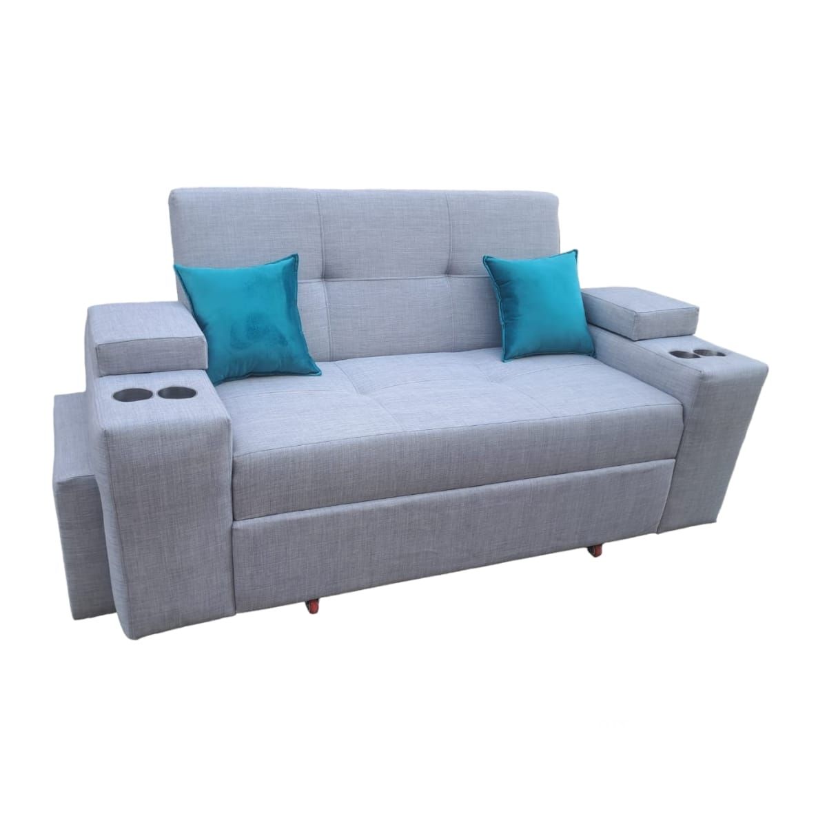 DKORA - SOFA CAMA TREBOL GRIS LINO 3 CUERPOS 1,85 MTS