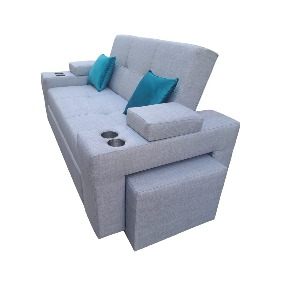 DKORA - SOFA CAMA TREBOL GRIS LINO 3 CUERPOS 1,85 MTS