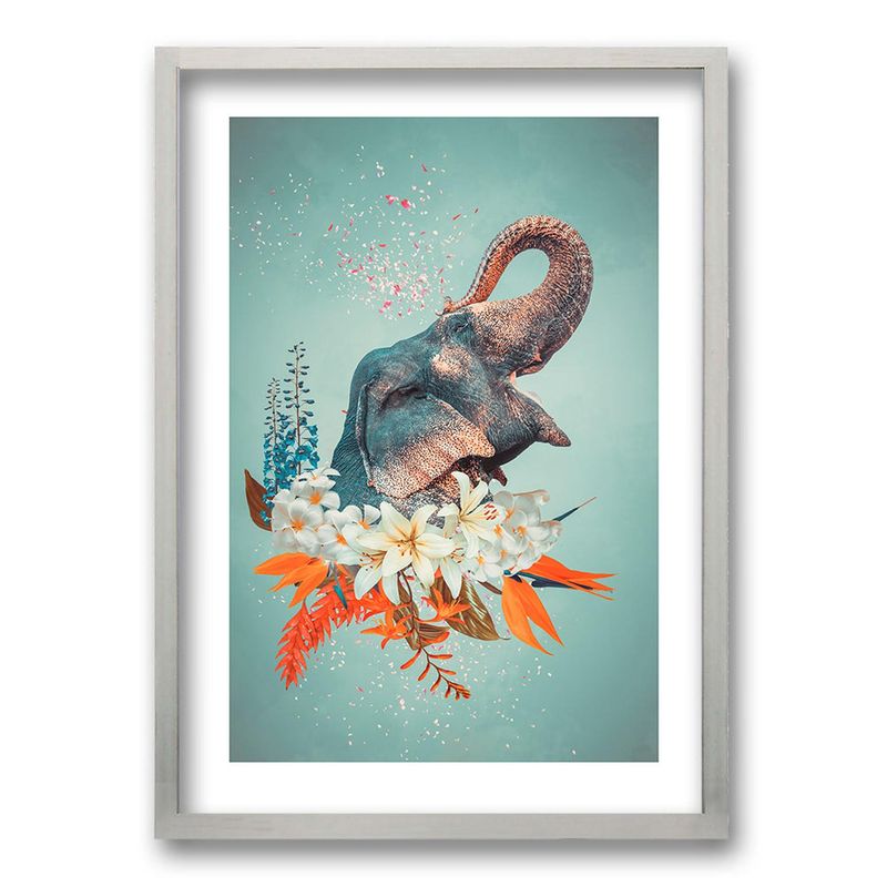 RETELA - Cuadro Happiness - Plateado - 50x35 cm