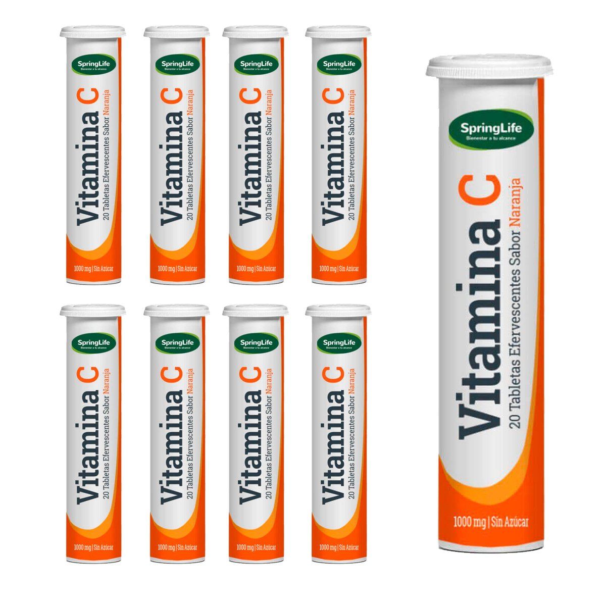 NUTRAPHARM - Pack 9 Vitamina C Efervescente 1000mg X20 Tab Curaespring