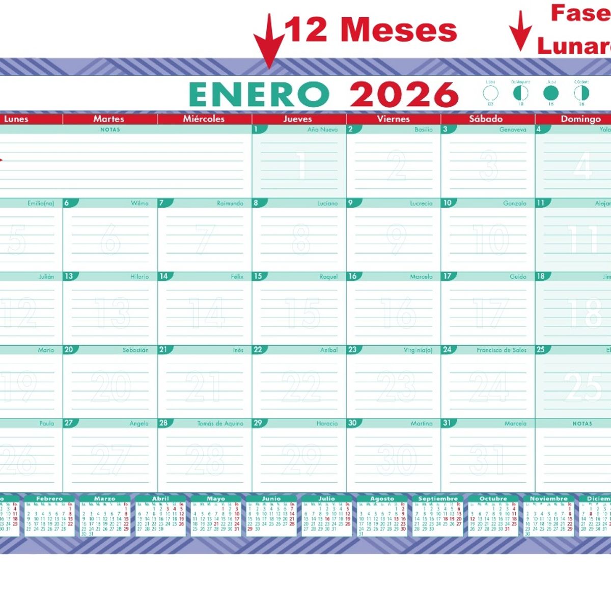 Planner Calendario Agenda Mensual De Escritorio Trabajo 10u, marca GENERICO - Foto 2