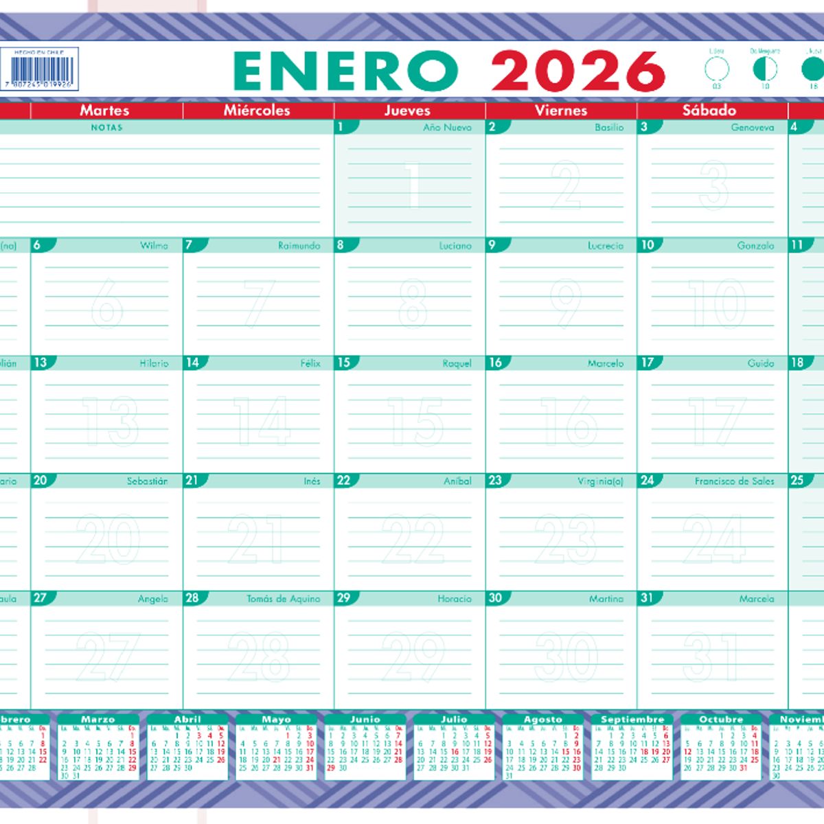 GENERICO - Planner Calendario Agenda Mensual De Escritorio Trabajo