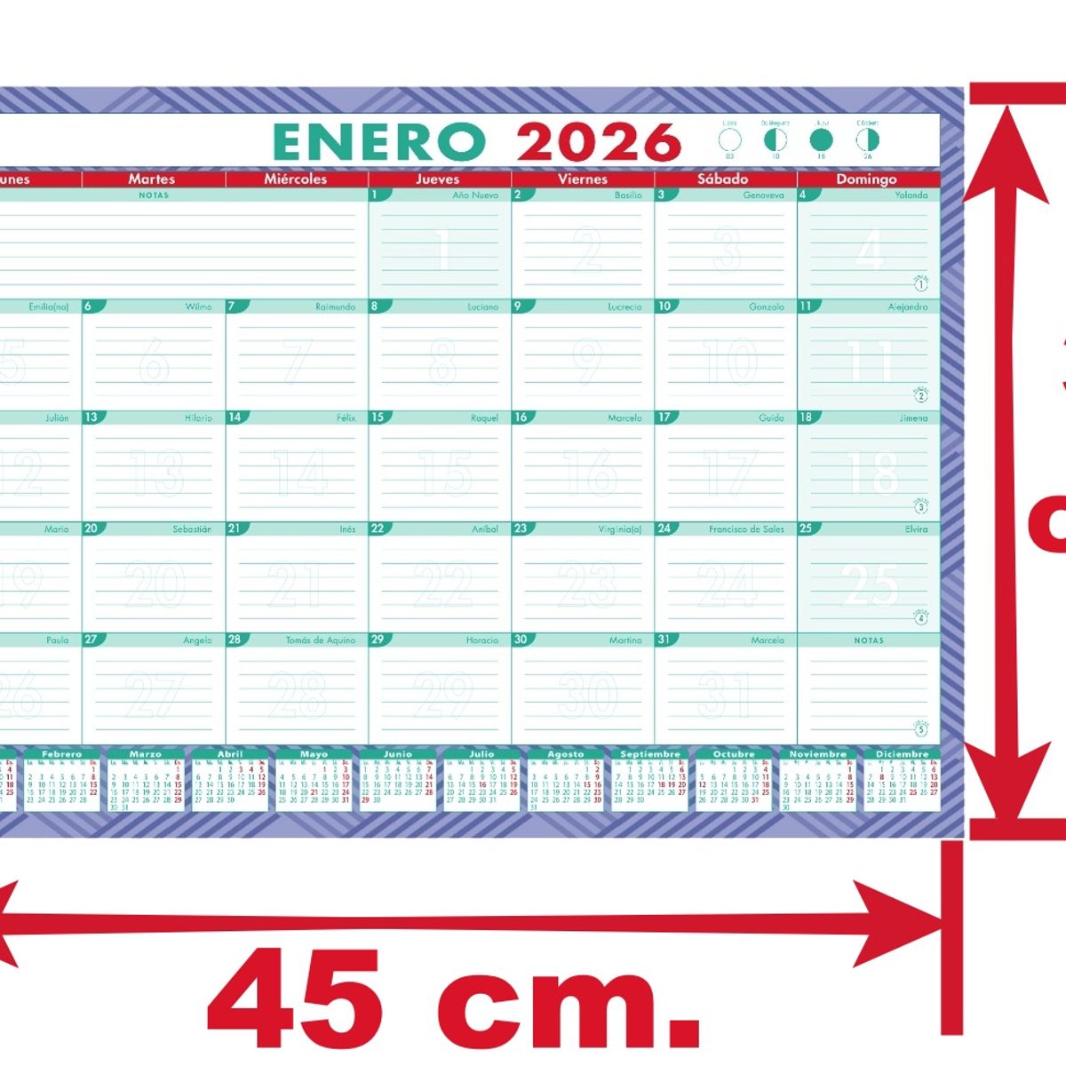 GENERICO - Planner Calendario Agenda Mensual De Escritorio Trabajo