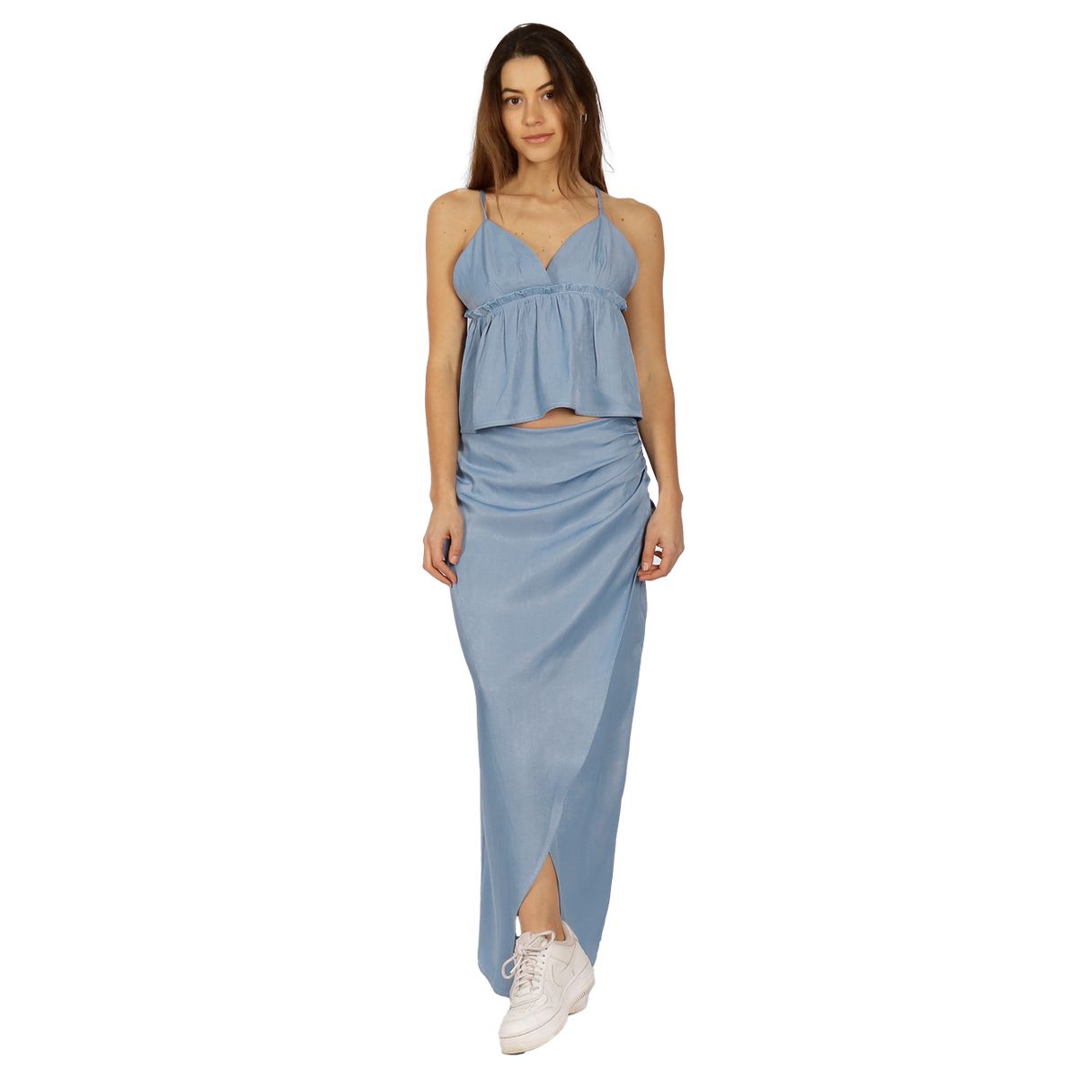 DIVINO JEANS - Falda Lety Pareo Celeste Divino Jeans