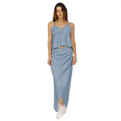 DIVINO JEANS - Falda Lety Pareo Celeste - Celeste