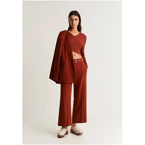 SCALPERS - Top Cropped Punto Canalé Terracotta