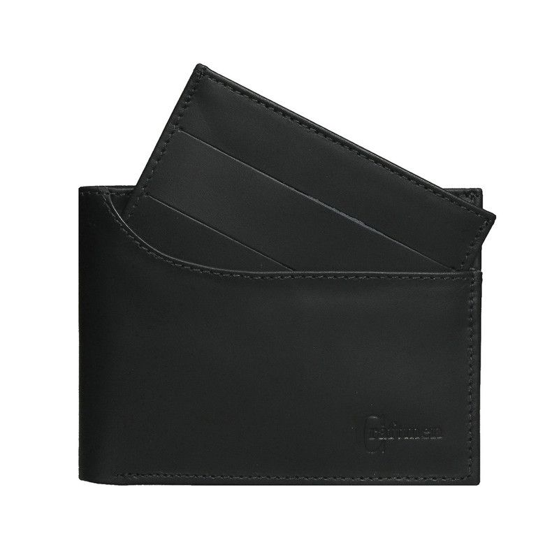 CRAFTMEN - Billetera de Hombre y tarjetero color negro Craftmen 100% cuero natural